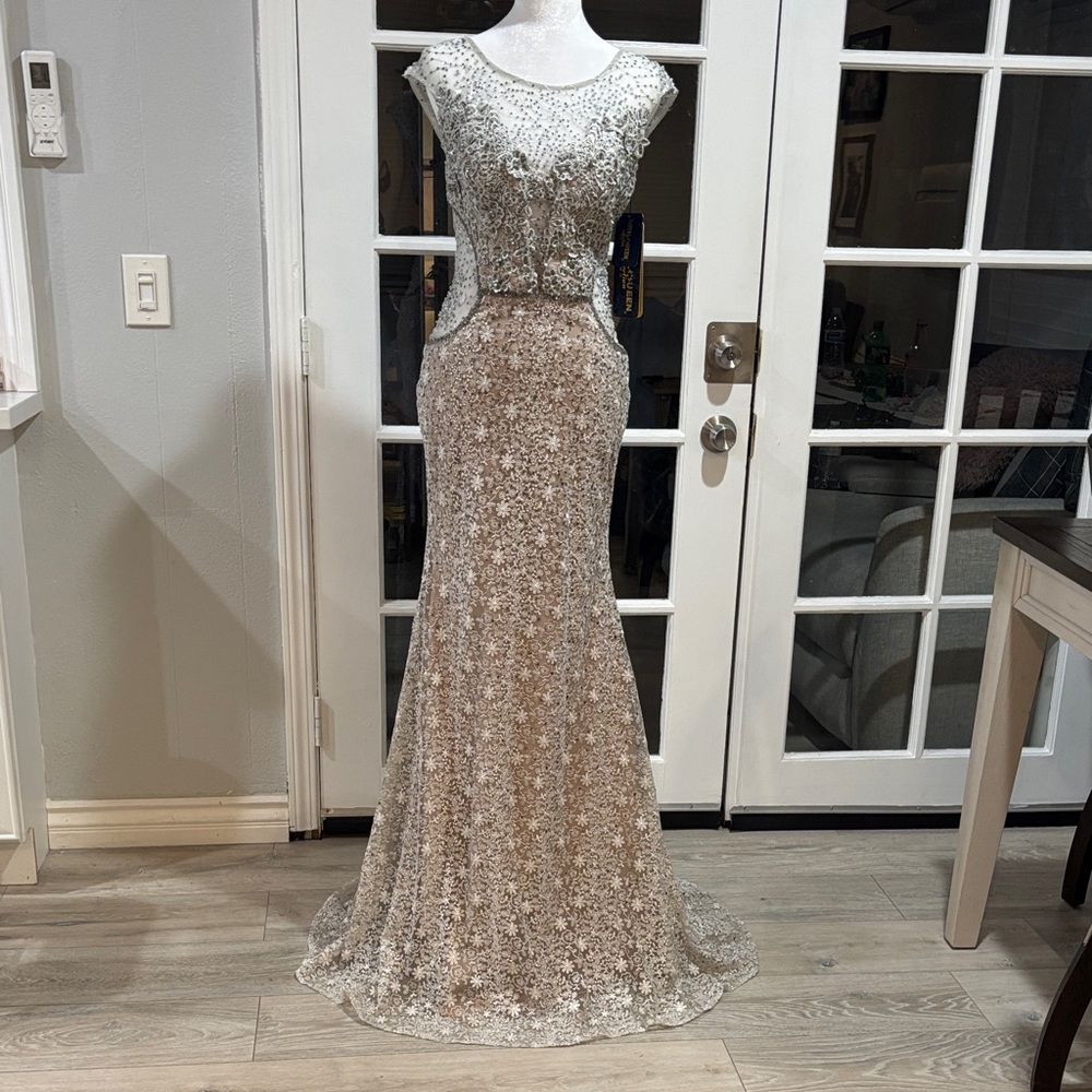Glamorous Silver and Cream Maxi Dress